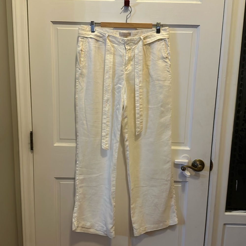 White linen pants